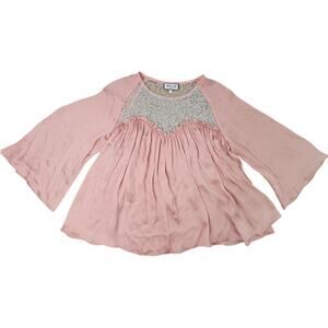 Paul & Joe Size 4 Babydoll 100% Silk Coquette Butterfly Sleeve Pink Pleated